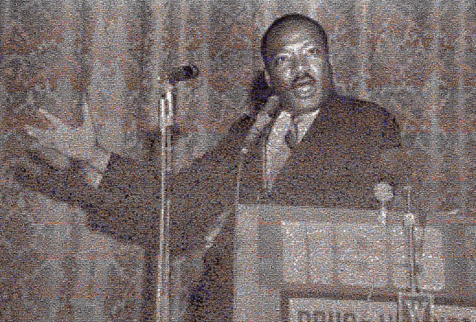 Preview of a mosaic portrait of Dr. Martin Luther King Jr. composed of photographs of 1199 members